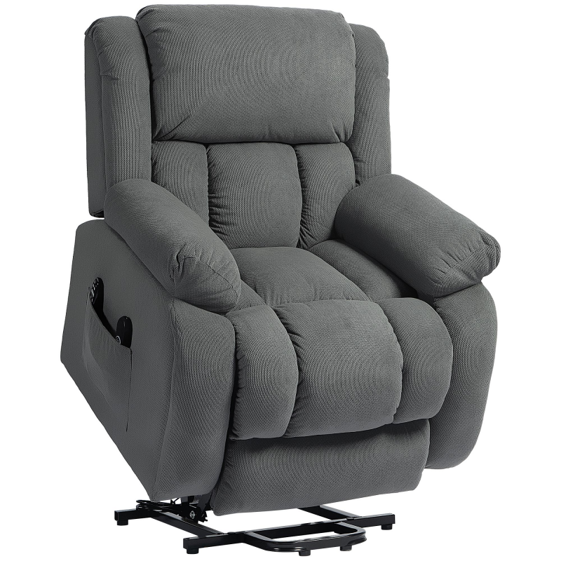 HOMCOM Fernsehsessel mit Aufstehhilfe Elektrisch Relaxsessel mit Liege- & Wärmefunktion Massagefunktion Massagesessel mit Breite Sitz, Fernbedienung Seitentasche USB Taschenfederkern Samtoptik Grau Aosom – Bild 1 von 2