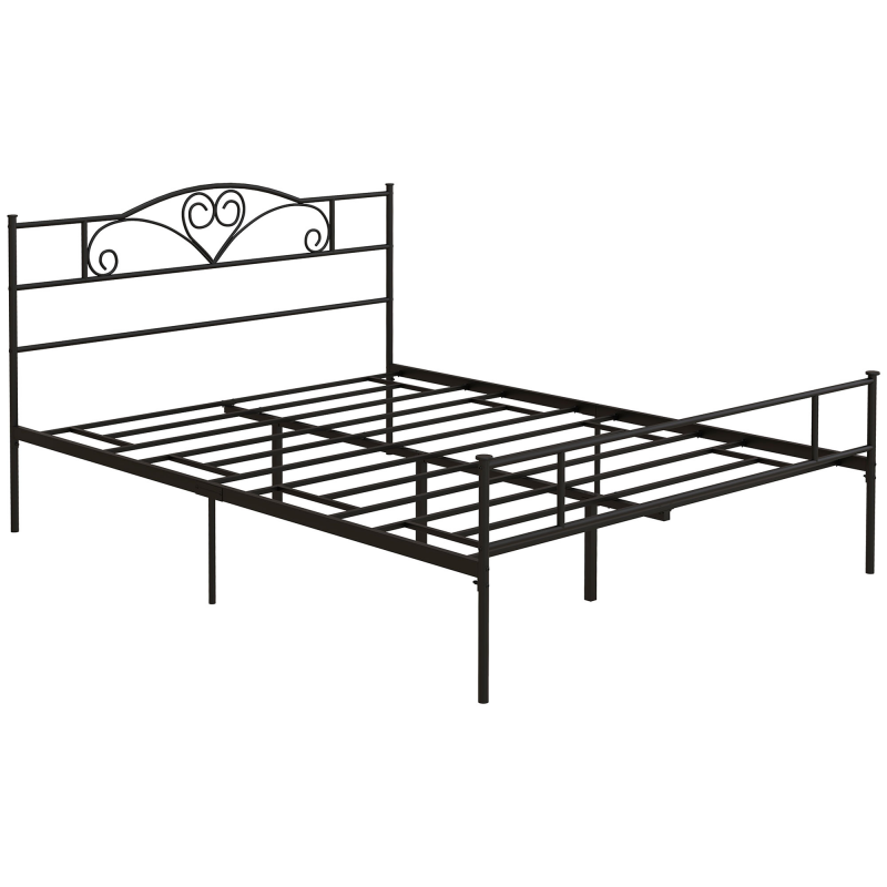 HOMCOM Bett 165 x 207 cm Bettrahmen mit Lattenrost aus Stahl, Unterbettaufbewahrung, Doppelbett, Bettgestell für Schlafzimmer, Gästezimmer, Schwarz Aosom – Bild 1 von 2
