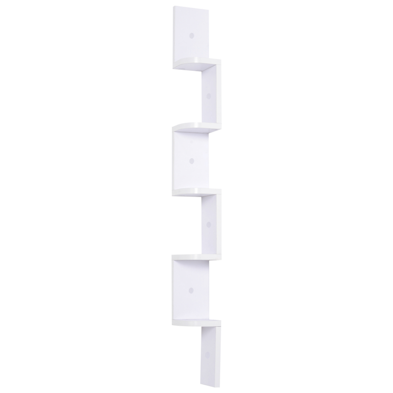 HOMCOM Wandregal Hängeregal Eckregal Zickzackregal Bücherregal Regal Weiß 12 x 12 x 120 cm Aosom – Bild 1 von 2