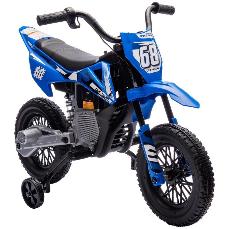 AIYAPLAY Kinder Elektro-Motorrad, 12V Kindermotorrad mit Musik, Kinderfahrzeug mit abnehmbar Trainingsrädern, 2,4-5 km/h, für 3-6 Jahre Kinder, max. 30 kg, Blau Aosom – Bild 1 von 2
