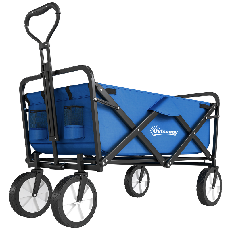 Outsunny Bollerwagen Faltbarer Handwagen 360° Gartenwagen Transportwagen Strandwagen mit Stahlrahmen Oxford 93 x 49 x 75-100 cm Aosom.de – Bild 1 von 2