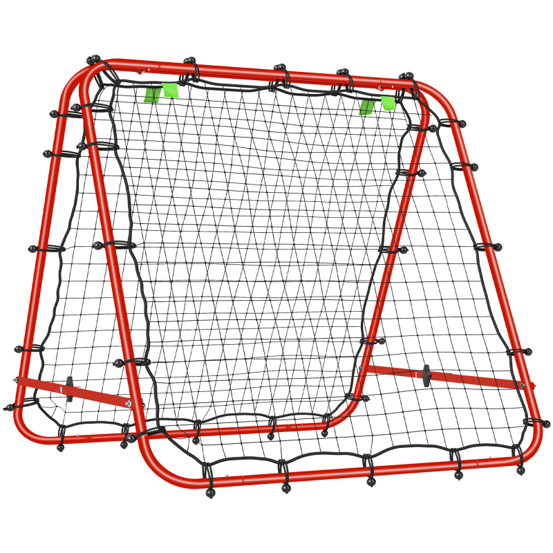 HOMCOM Fußball Rebounder Kickback Tor Rückprallwand Netz beidseitiger Rückprall Verstellbar in 5 Stufen für Fußball Training Stahl Rot 100 x 95 x 90 cm Aosom – Bild 1 von 2