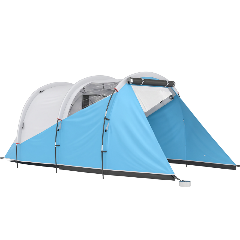 Outsunny Tunnelzelt für 5 Personen, 180H x 460L x 230B cm, UV-beständig, mit Heringen, Abspannleinen, Tragetasche, wasserabweisend, Blau Aosom – Bild 1 von 2