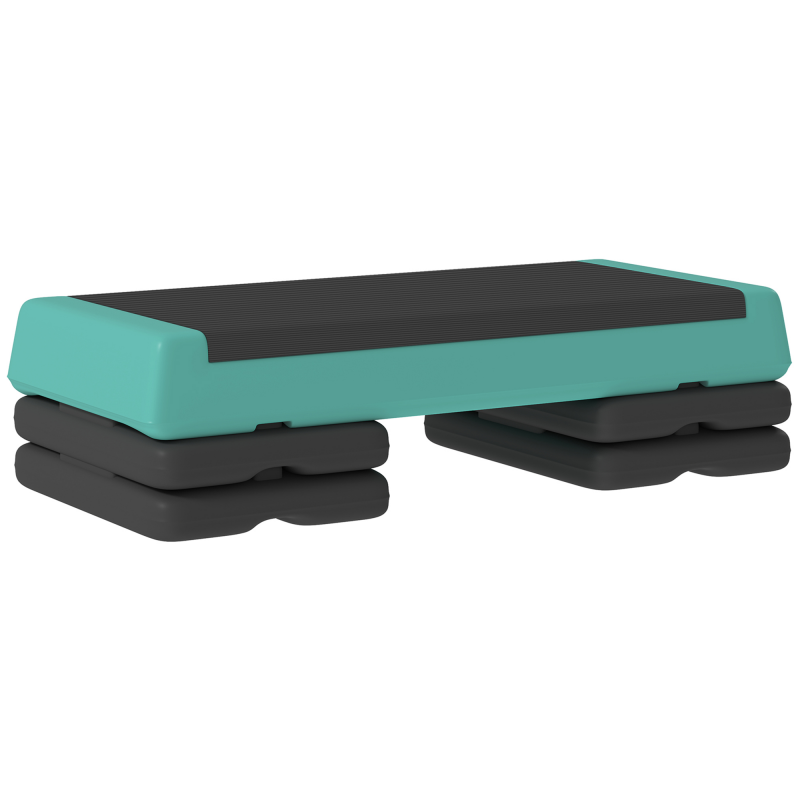 SPORTNOW Steppbrett höhenverstellbar Fitness Aerobic Stepper mit 3 Stufen (10,5/15,5/20,5 cm), Anti-Rutsch-Matte, Rutschfest Step Bench für Zuhause Fitnessstudio Büro Grün Aosom – Bild 1 von 2
