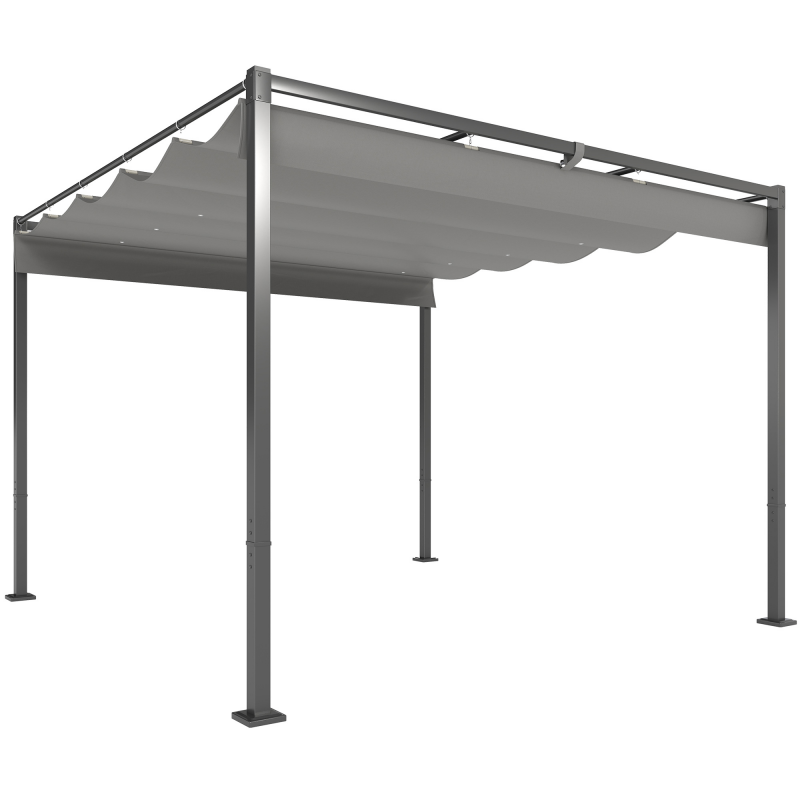 Outsunny Pergola ca. 3x3m Garten Pavillon mit magnetischem Pad Terrassendachung aus Metall, Gartenpavillon mit verstellbares Dach, Freistehend, UV Schutz 30+, für Terrasse und Garten, Grau Aosom – Bild 1 von 2