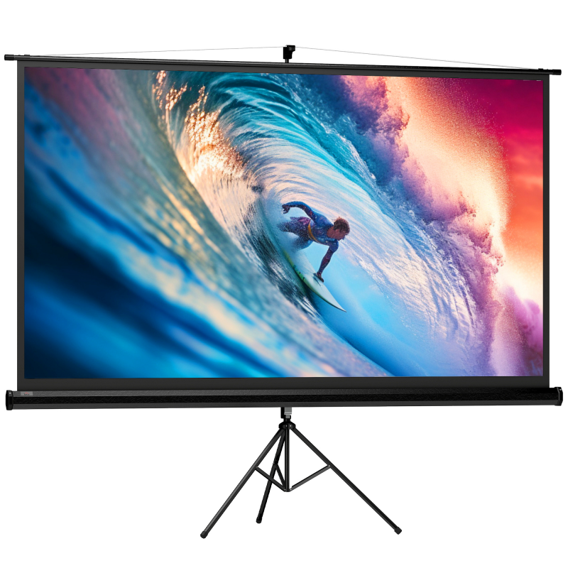 HOMCOM Beamer Leinwand mit Stativ 221 x 124 cm 100 Zoll 16:9 HD 4K Projektionsleinwand Rollo-Leinwand für Heimkino Büro-Präsentationen Aosom – Bild 1 von 2