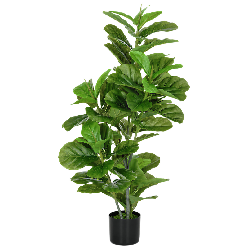 HOMCOM Künstliche Ficus-Pflanze, 110 cm hoch mit 90 Blättern & Topf, Dekorativer Kunstbaum für Wohnzimmer & Büro, Grün Aosom – Bild 1 von 2