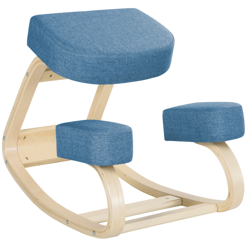 Vinsetto Ergonomischer Kniestuhl, Kniehocker Gesundheitsstuhl für Zuhause, Büro, Meditation, zur Verbesserung der Rückenschmerzen Nackenschmerzen Lindern & Körperhaltung Blau Aosom – Bild 1 von 2