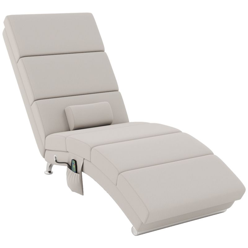 HOMCOM Relaxsessel Elektrisch Fernsehsessel Massagesessel mit Liegefunktion Massage Wärmefunktion Vibration TV Sessel mit Lendenkissen Seitentasche Fernbedienung Leinenoptik für Wohnzimmer Cremeweiß Aosom – Bild 1 von 2