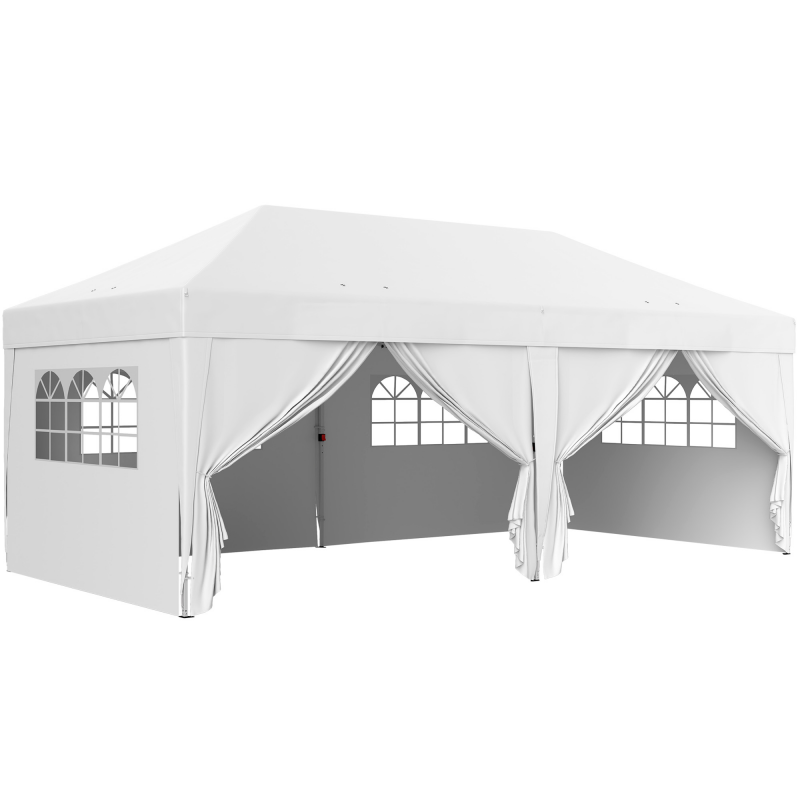 Outsunny Pavillon ca. 6x3m Stabil Winterfest Pop-up Faltpavillon mit Fenster Reißverschlusstür Seitenteilen UV Schutz, Faltbar Partyzelt Gartenzelt Gartenpavillon für Camping Garten Festival, Weiß Aosom – Bild 1 von 2