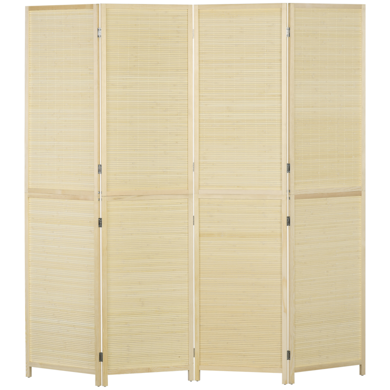 HOMCOM Paravent 4-teilig 180 x 180 cm Faltbar Raumteiler Trennwand aus Bambus, Stellwand Sichtschutz Raumtrenner für Wohnzimmer Schlafzimmer Natur Aosom – Bild 1 von 2