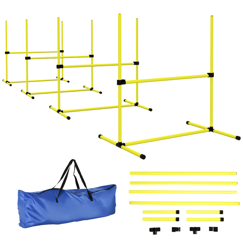 PawHut Agility Hürdenset 4 x Hürden Slalom Stangen Hunde Training Set aus Kunststoff Gelb 99x65x94cm für aktives Hundetraining Aosom.de – Bild 1 von 2