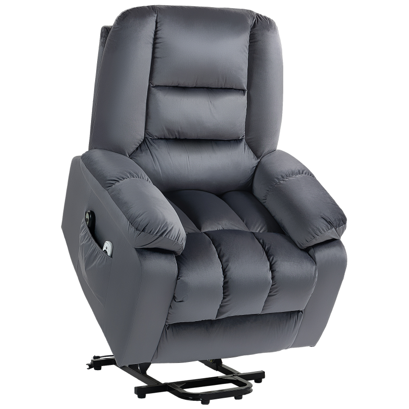 HOMCOM Massagesessel Aufstehhilfe Seniorensessel mit Heizfunktion, sessel mit 8 Massagepunkte, 2 Seitentaschen, 85 cm x 94 cm x 107cm, Grau Aosom – Bild 1 von 2