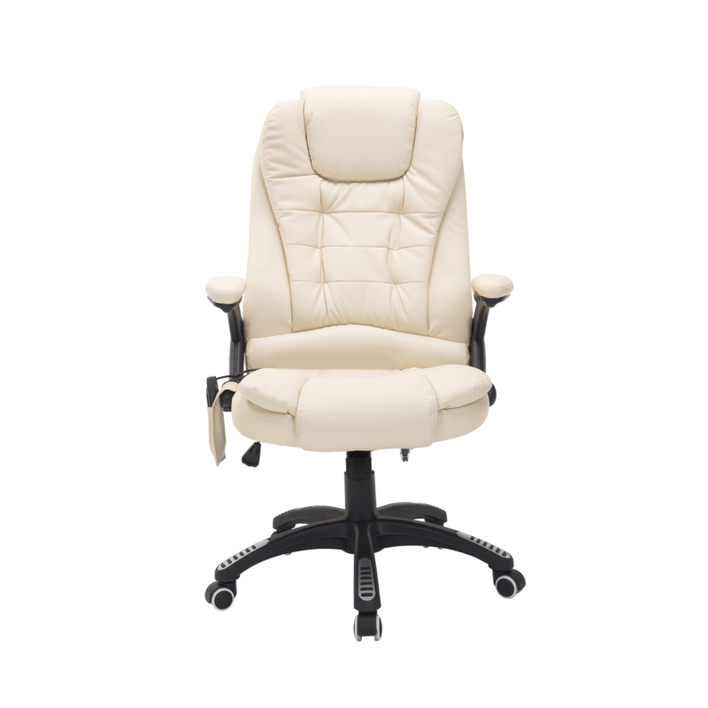 HOMCOM Massagesessel Bürostuhl Chefsessel mit 6-Punkt Vibrationsmassage und Wärmefunktion, drehbar aus Kunstleder in Beige Aosom.de – Bild 1 von 2