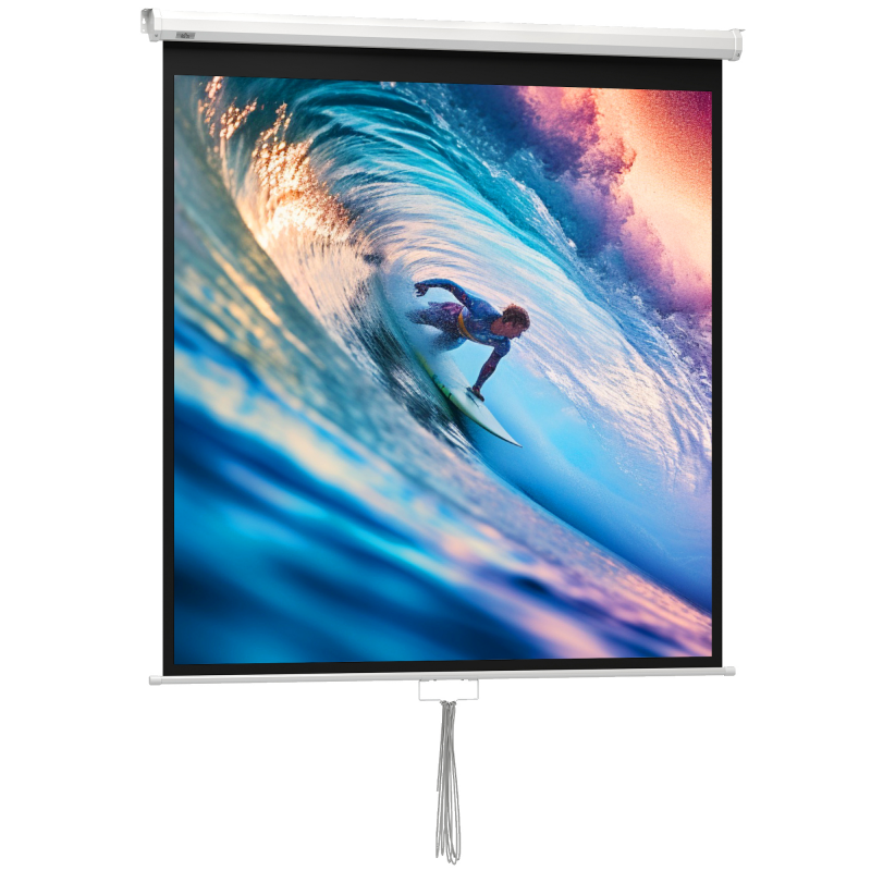 HOMCOM Beamer Leinwand 152 x 152 cm 85 Zoll 1:1 HD 4K Projektionsleinwand Rollo-Leinwand für Heimkino Büro-Präsentationen Aosom – Bild 1 von 2
