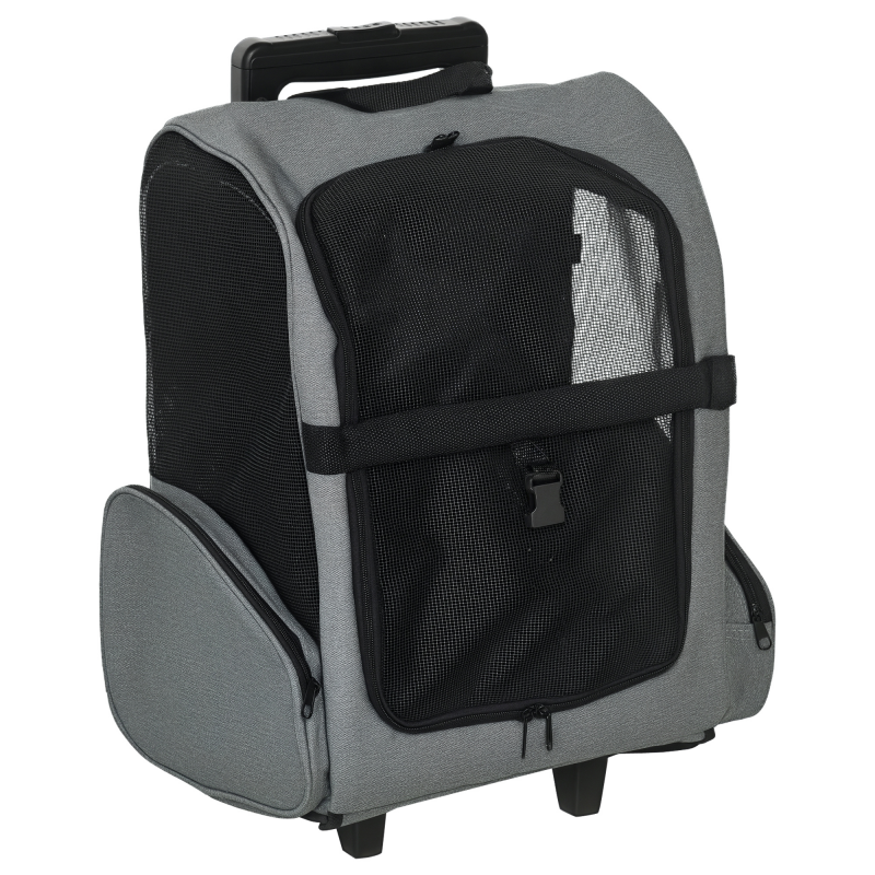 PawHut Hundetrolley 2-in-1 Tragetasche & Haustierrucksack für Tiere, atmungsaktiv, Oxfordstoff, mit Tür & Fenster Aosom – Bild 1 von 2