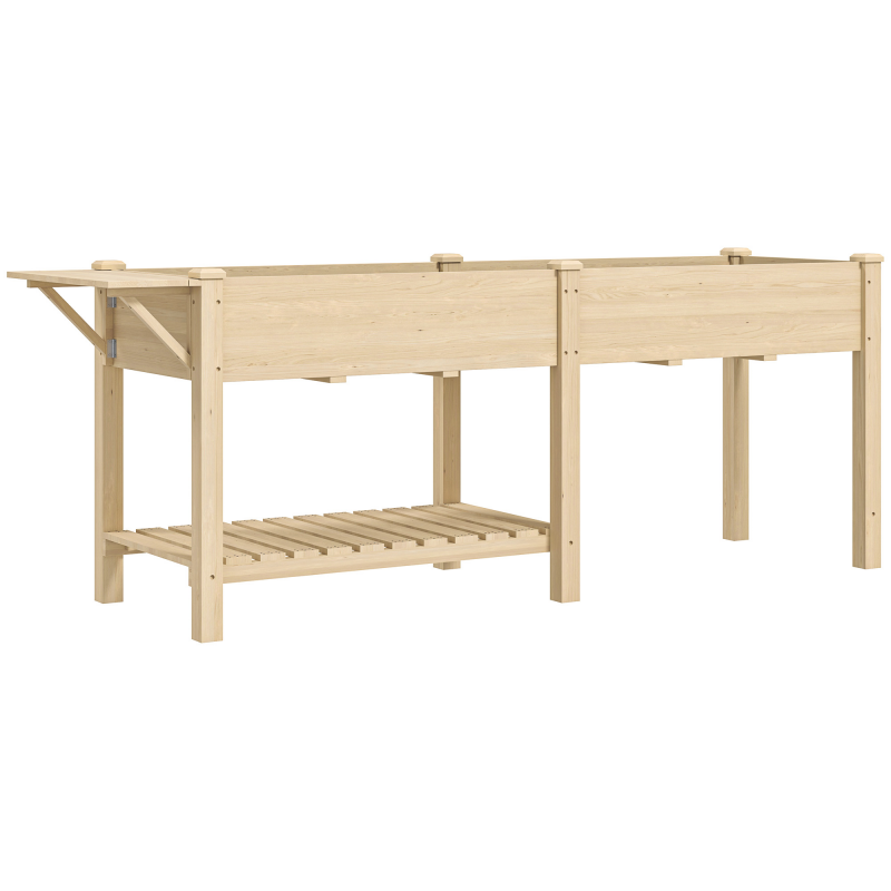 Outsunny Hochbeet mit Ablage, erhöhtes Kräuterbeet mit Ablaufloch, Klappbar Tischkante Pflanzkasten aus Holz wetterbeständig Gemüsebeet, Gartenbeet, Pflanzbeet für Garten, Balkon, 207x59x78 cm Natur Aosom – Bild 1 von 2