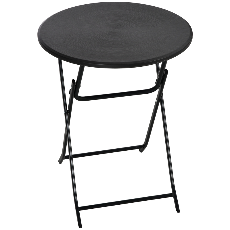Outsunny Runder Klapptisch Ø60 cm Garten-Esstisch mit dekorativer Holzoptik für Balkon Terrasse dunkelgrau Aosom.de – Bild 1 von 2