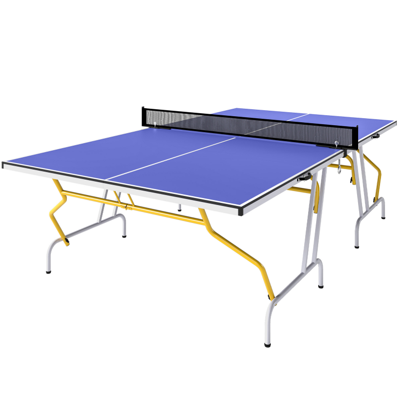 SPORTNOW Tischtennisplatte klappbar 2 Schläger 3 Bälle Tischtennisnetz Blau ideal für Freizeit & Turniere Aosom.de – Bild 1 von 2