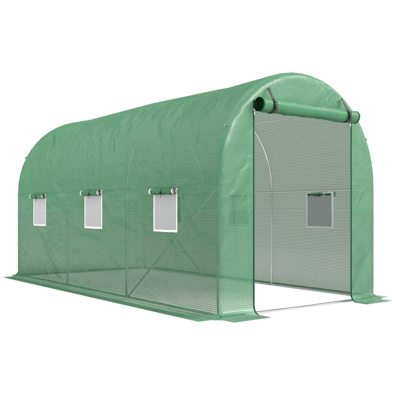 Outsunny Foliengewächshaus Tomatengewächshaus 395x195x190cm mit 6 Netzfenstern, Rundbogen Treibhaus für Pflanzenzucht & Frühbeet Aosom.de – Bild 1 von 2