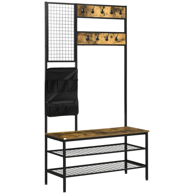HOMCOM Tragetasche aus Stahl, rustikal-braun, robust & vielseitig einsetzbar für Outdoor & Alltag Aosom.de – Bild 1 von 2