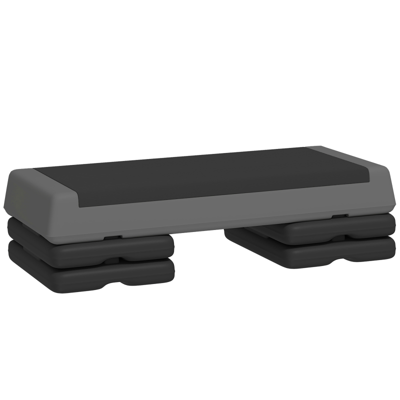 SPORTNOW Aerobic-Stepper, 10,5/15,5/20,5cm Höhenverstellbare Steppbrett, rutschfest, für Zuhause, Fitnessstudio, Büro, Kunststoff, Grau Aosom – Bild 1 von 2
