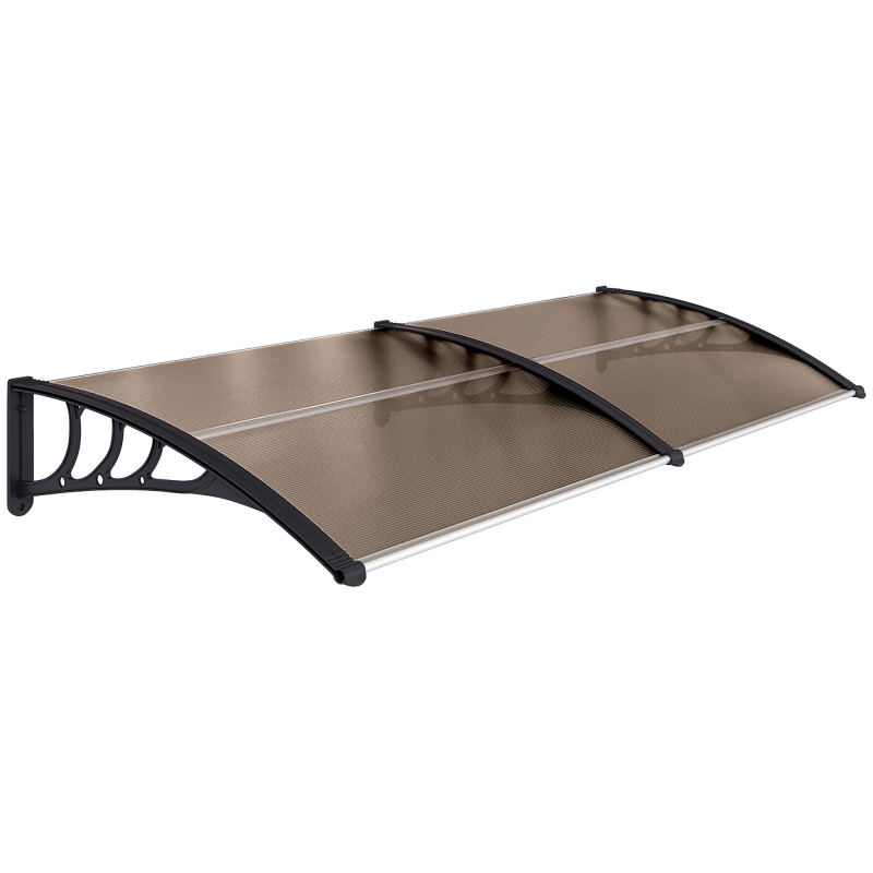 Outsunny Pultvordach Vordach für Haustür, Überdachung aus Polycarbonat, Sonnenschutz Regenschutz, Braun, 75x195x23cm Aosom – Bild 1 von 2