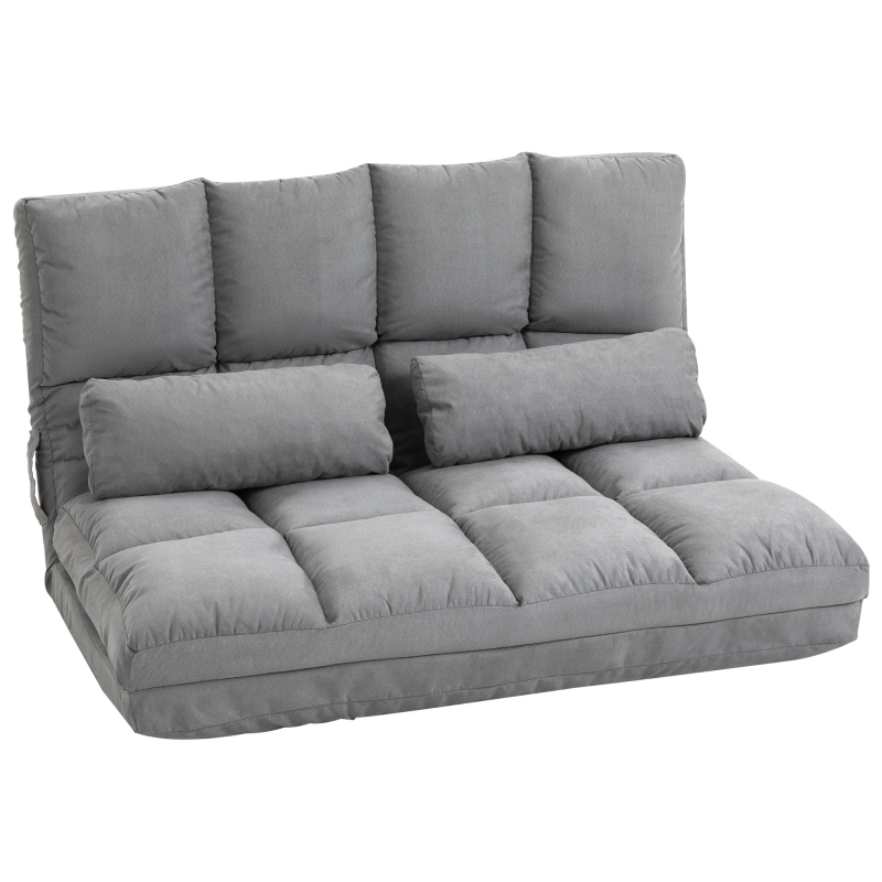 HOMCOM Bodenstuhl 2-in-1 Bodensessel & Bett mit Rückenlehne, verstellbar in 3 Positionen, Sitzkissen aus grauem Samt & Stahl, 102x73x60cm Aosom.de – Bild 1 von 2