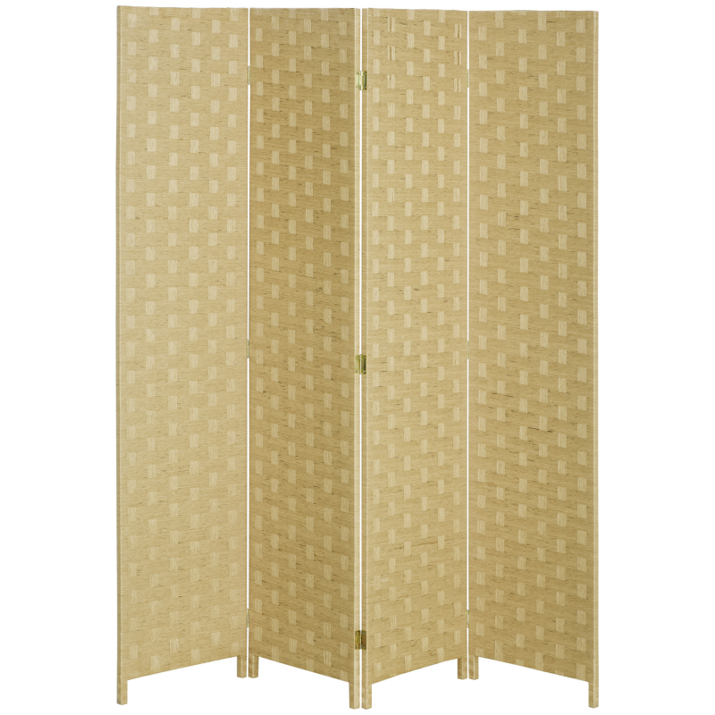 HOMCOM Paravent 4-teilig 160 x 170 cm Raumteiler Faltbar Trennwand aus Wellenfaser, Freistehend Sichtschutz für Wohnzimmer, Schlafzimmer, Büro, Braun Aosom – Bild 1 von 2