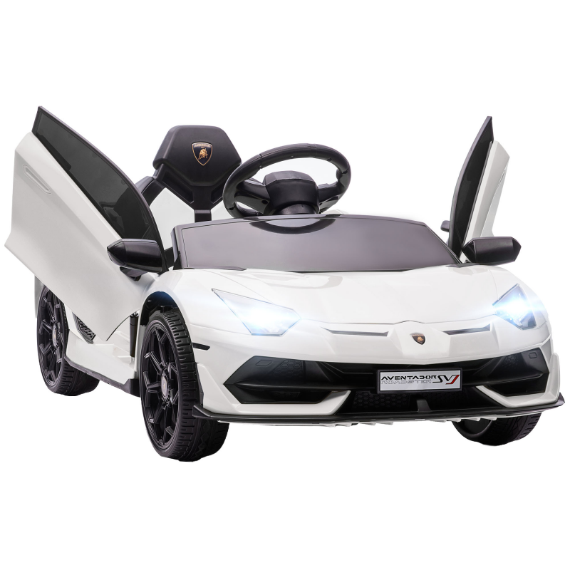 HOMCOM Kinder Elektroauto 12V mit 2,4G Fernbedienung, MP3-Player, Hupe & Licht für 3-5 Jahre, weißes elektrisches Fahrzeug Aosom.de – Bild 1 von 2