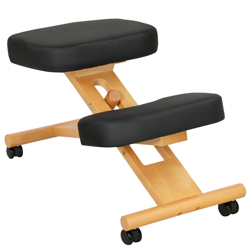 HOMCOM Kniestuhl Ergonomischer Kniehocker mit Rollen, Holzgestell Sitzhocker Bürohocker Gesundheitsstuhl zur Verbesserung der Nackenschmerzen für Zuhause und Büro Aosom – Bild 1 von 2