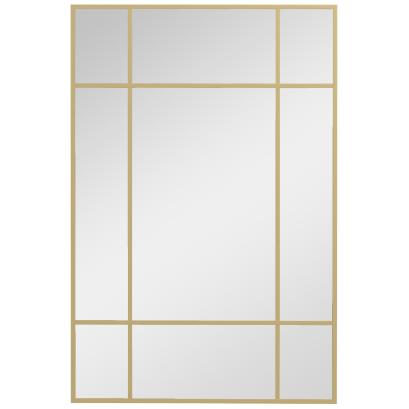 HOMCOM Wandspiegel 90 x 60 cm dekorativer Spiegel mit Metallrahmen, rechteckiger Spiegel für Schlafzimmer, Badezimmer Gold Aosom – Bild 1 von 2