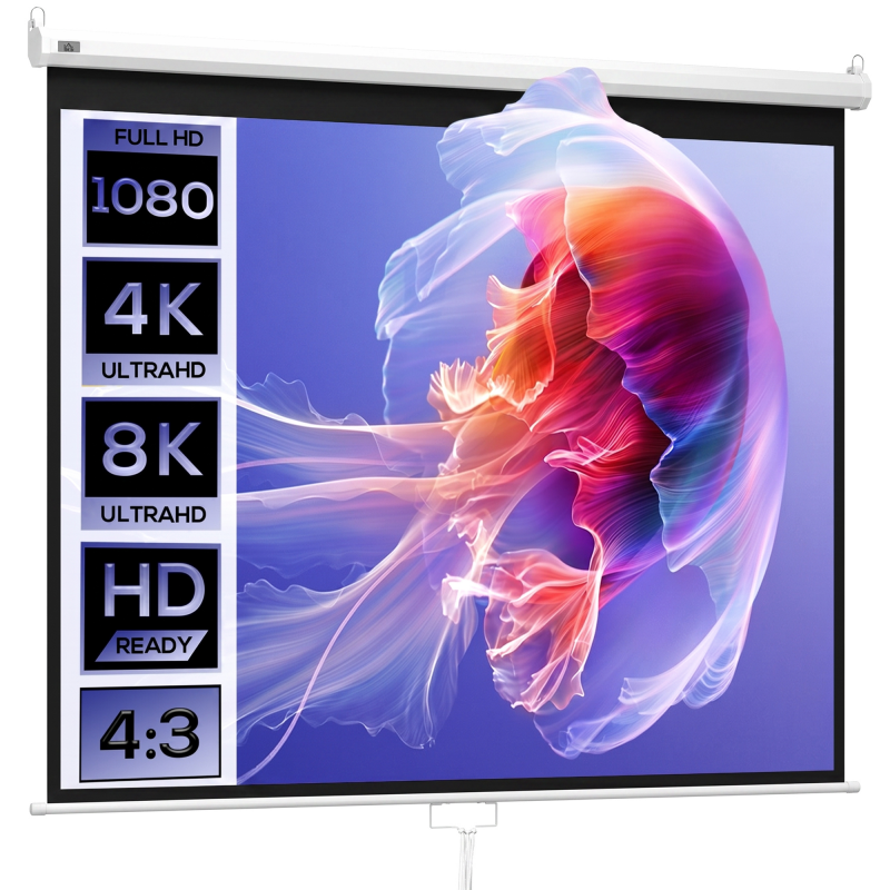 HOMCOM Beamer Leinwand 244 x 1832 cm 120 Zoll 4:3/ 16:9 Projektionsleinwand Manuell Rollo-Leinwand für Heimkino Büro-Präsentationen Aosom – Bild 1 von 2