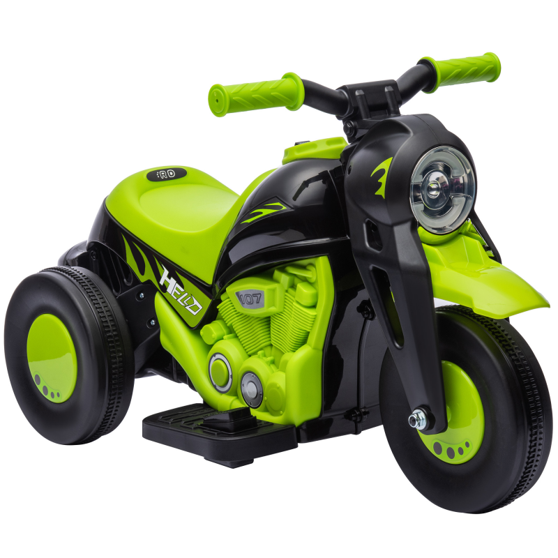 AIYAPLAY Kinder-Elektromotorrad, 3 Räder, 6 V, 3 km/h, Elektrofahrzeug mit Seifenblasenfunktion, Licht- und Toneffekten, 2–5 Jahre, max. 30 kg, grün Aosom – Bild 1 von 2
