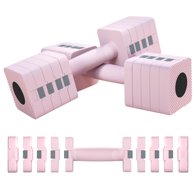 SPORTNOW Verstellbare Hantel, 2 x 5kg Hanteln mit rutschfest Griff, Quadratisch Kurzhantelset aus Stahl, Kurzhanteln, Dummbell Set für Zuhause, Fitnessstudio, Krafttraining Rosa Aosom – Bild 1 von 2