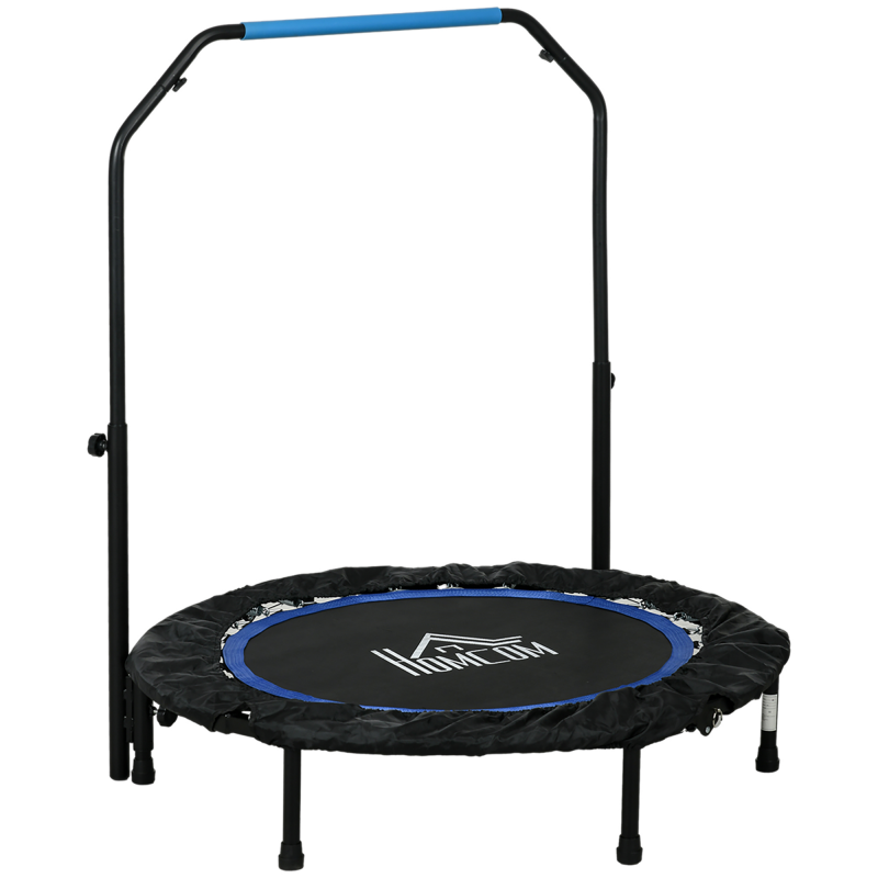 SPORTNOW Fitnesstrampolin 102 cm mit höhenverstellbarem Haltegriff und LCD-Monitor, belastbar bis 100 kg, faltbar, robuster Stahlrahmen, Blau Aosom.de – Bild 1 von 2