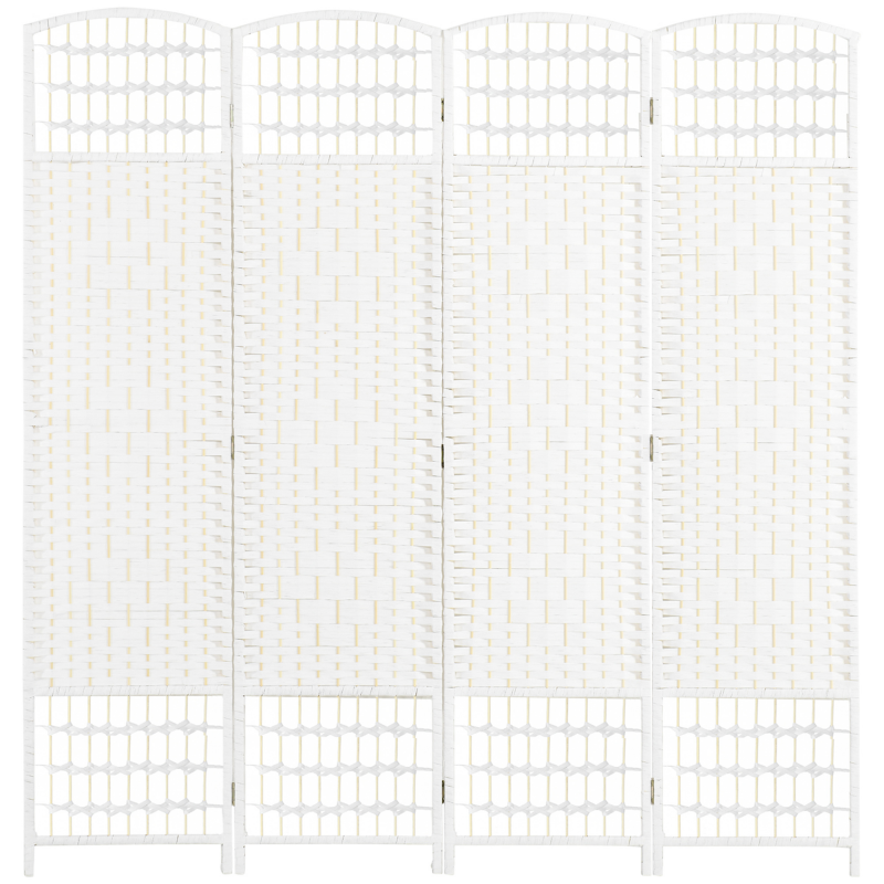 HOMCOM Paravent 4-teilig 160 x 170 cm Faltbar Raumteiler Trennwand aus Wellenfaser, Sichtschutz für Wohnzimmer, Schlafzimmer, Büro, Weiß Aosom – Bild 1 von 2