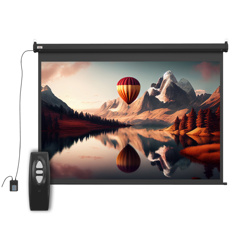 HOMCOM Beamer Leinwand 84" 171 x 130 cm 4:3 HD 4K Elektrische Projektionsleinwand mit Fernbedienung Motor Leinwand für Heimkino oder Präsentationen Schwarz Aosom – Bild 1 von 2