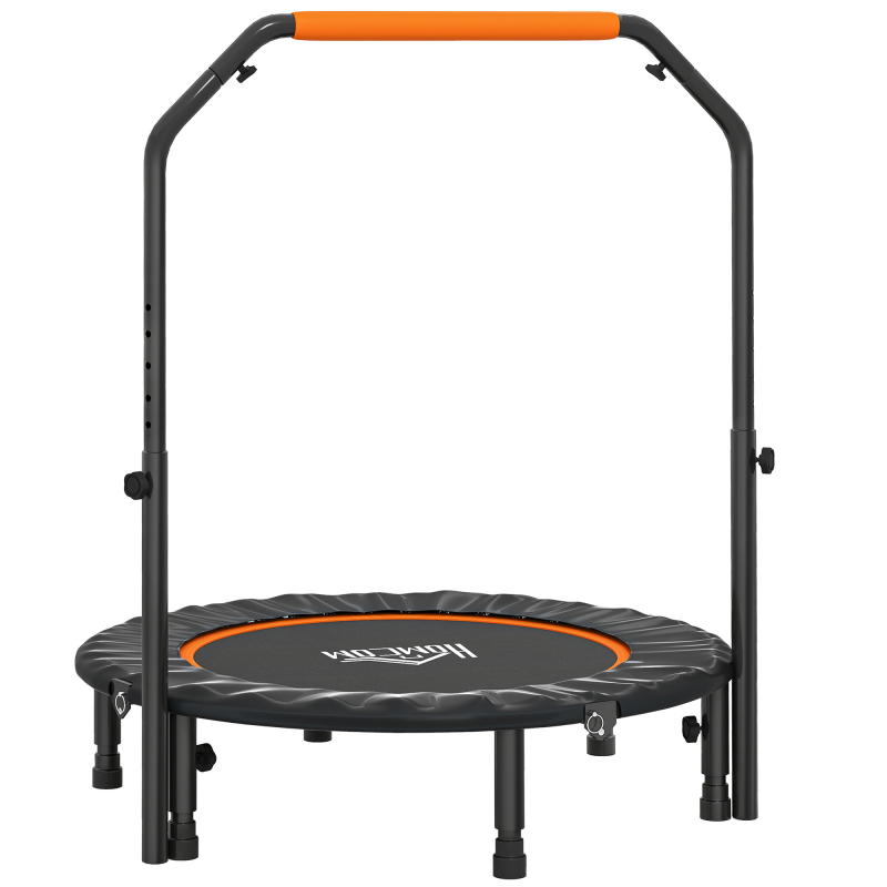 HOMCOM 102 cm Fitness-Trampolin, Faltbares Mini-Trampolin mit vierfach höhenverstellbarem Haltegriff, Fitness-Rebounder für Erwachsene, bis 100 kg, Schwarz Aosom – Bild 1 von 2