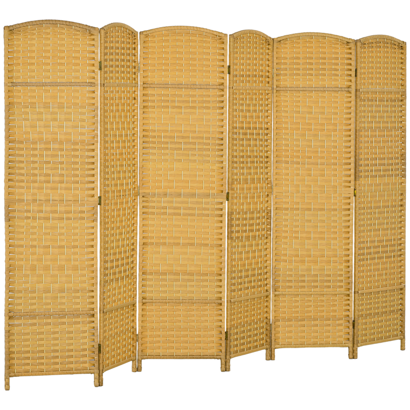 HOMCOM Paravent 6-teilig 270 x 180 cm Raumteiler Trennwand, Faltbar Raumtrenner Stellwand Sichtschutz für Wohnzimmer Naturholz Aosom – Bild 1 von 2