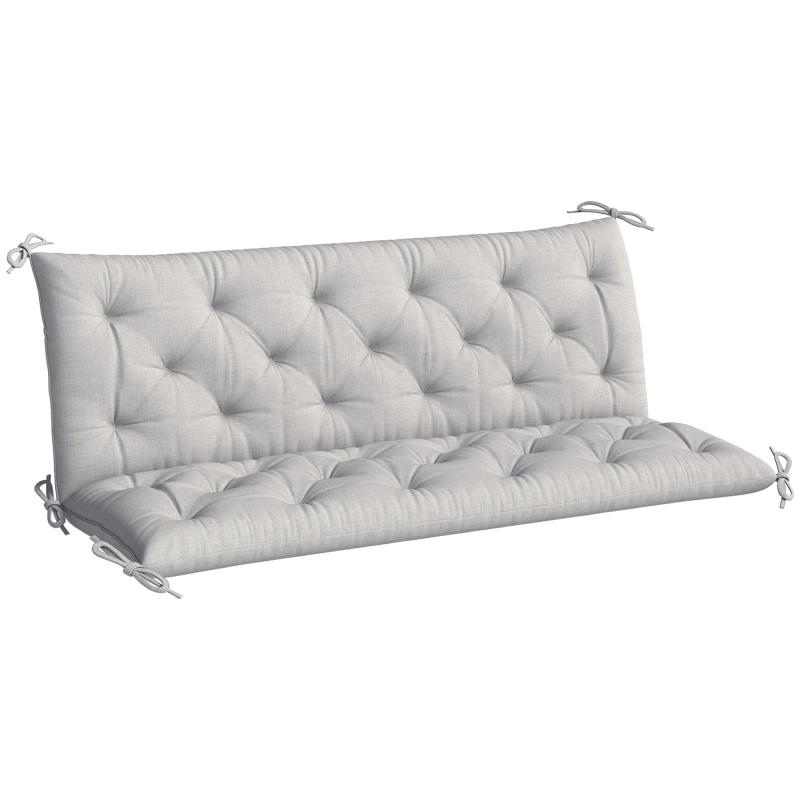 Outsunny 3 Sitzer Bankauflage 150x98x8 cm Bankkissen mit Bändern, Sitzkissen, Outdoor/Indoor Stuhlkissen, Sitzauflage, Sitzpolster, Bankpolster für Gartenmöbel, Sitzbank Hollywoodschaukel, Hellgrau Aosom – Bild 1 von 2