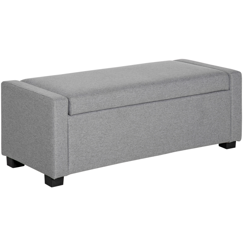 HOMCOM Truhenbank mit Stauraum, Gepolsterte Bank mit Staufach, Fußbank, Modernes Design, Kunststoff, Grauer Stoff, Multifunktional, 120x50x44 cm, Grau Aosom – Bild 1 von 2