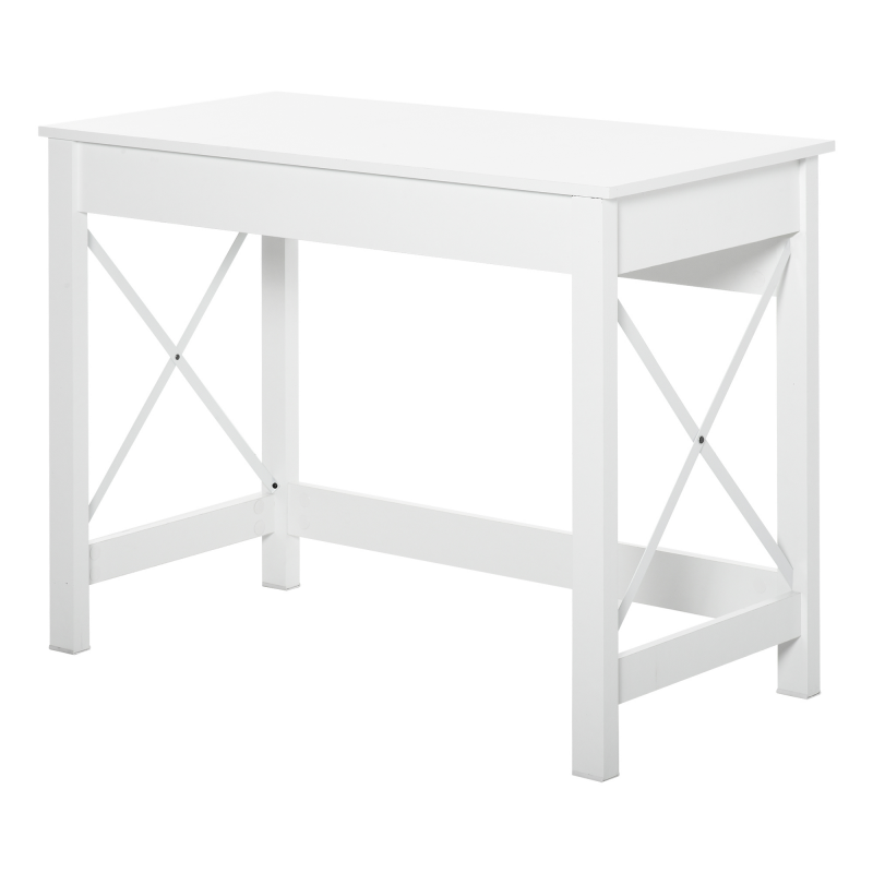 HOMCOM Computertisch, 105 x 50 cm, Arbeitsplatz, moderner Stil, X-verstärkter Rahmen, Schreibtisch für Wohnzimmer, Arbeitszimmer, kleine Räume, weiß Aosom – Bild 1 von 2