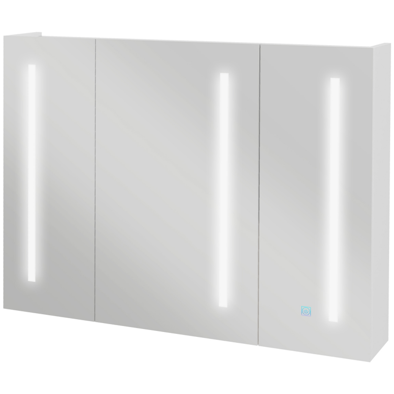 kleankin Spiegelschrank aus MDF mit verstellbaren Einlegeböden und 3‑farbigen LED-Leuchten, Wandspiegel mit USB-Anschluss, 90x15x70 cm, Weiß Aosom – Bild 1 von 2