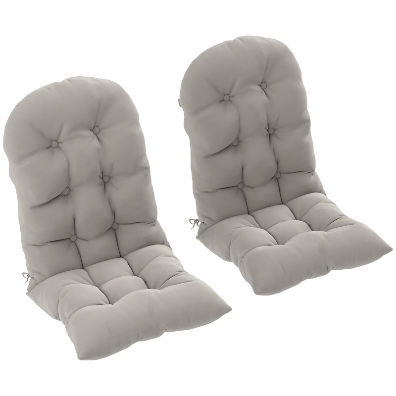 Outsunny 2er-Set Sitzkissen für Adirondack-Stühle mit sicheren Befestigungen, gesteppte Polster, weiches dickes Hochlehnenkissen, Hellgrau Aosom – Bild 1 von 2