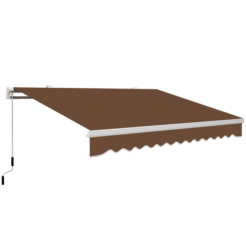 Outsunny Markise 4x2,5 m mit aufrollbarem Gelenkarm, manuelle Außenmarkise mit Kurbel, Aluminiumgestell und Polyester 280 g/m², UV-Schutz, für Garten, Balkon und Terrasse, Kaffee Aosom – Bild 1 von 2