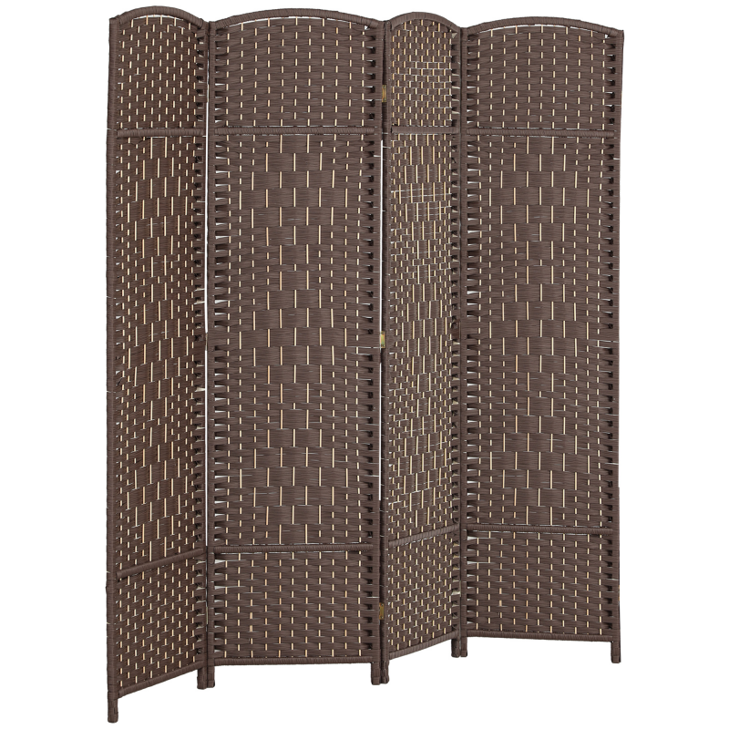 HOMCOM Innen-Paravent aus Holz, 4 Paneele, 180 x 180 cm, faltbarer Raumteiler für Wohnzimmer, Schlafzimmer, Zuhause, Braun Aosom – Bild 1 von 2