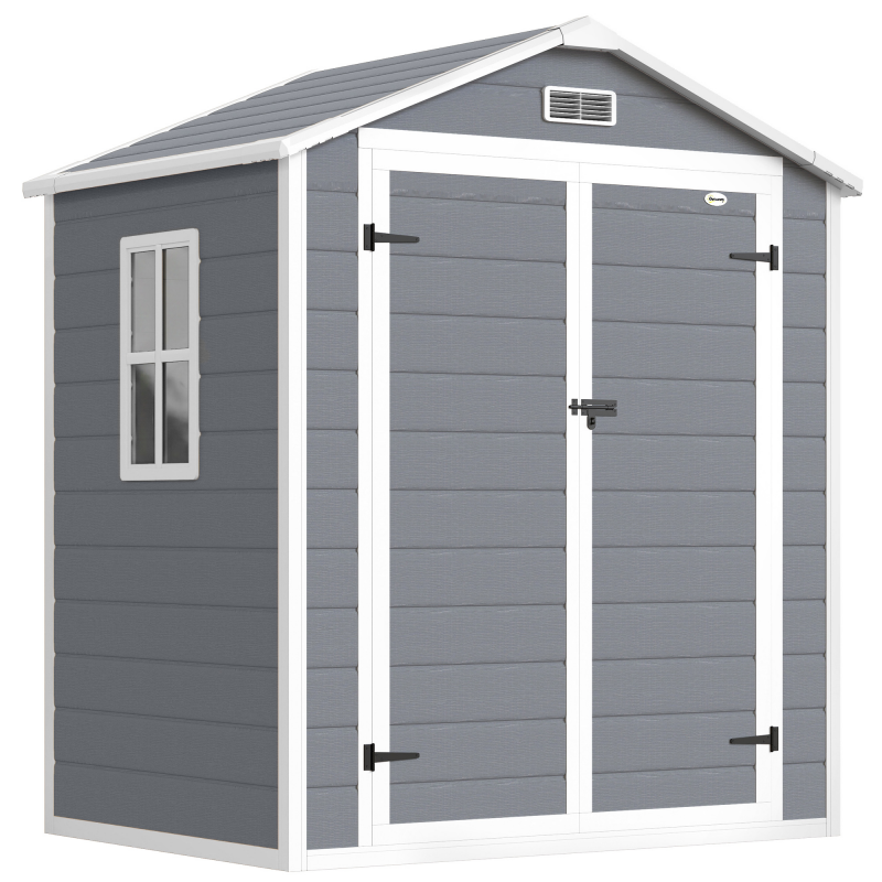 Outsunny Gerätehaus mit Pultdach 2,12 m² Gartenhaus mit Fenster, abschließbarer Geräteschuppen, ideal für Garten & Balkon, Grau 183 x 134 x 210 cm Aosom.de – Bild 1 von 2