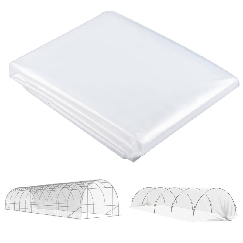 Outsunny Gewächshausfolie 6x10 m wasserdicht Gartenfolie mit UV Schutz, Extra Dick Reißfest Folie aus Kunststoff, Abdeckplane für Treibhaus Folientunnel, Tunnelfolie für Außenbereich Transparent Aosom – Bild 1 von 2