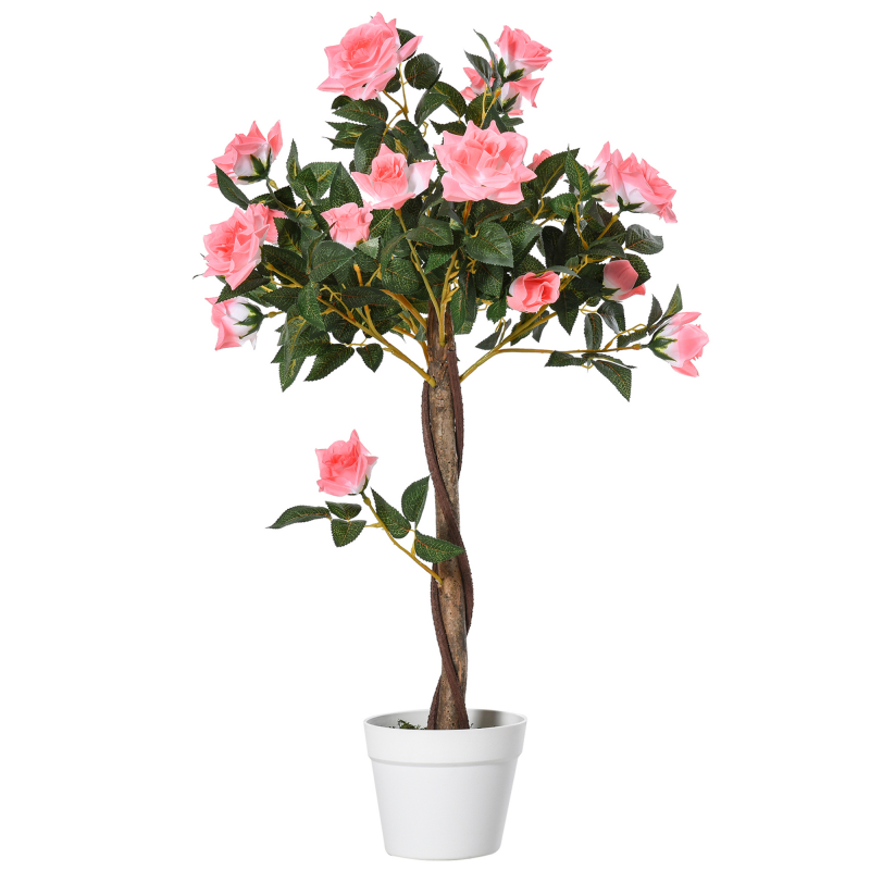 Outsunny künstliche Rosenpflanzen groß 90 cm Kunstpflanze, Plastik künstliche Pflanzen Rosenbaum im Topf, Kunstbaum wie echt für Wohnzimmer Schlafzimmer Büro moderne Dekoration Geschenk Aosom – Bild 1 von 2